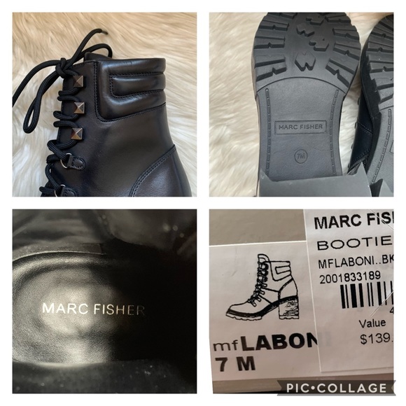 New! MARC FISHER Laboni Leather Combat Boots - Picture 10 of 10